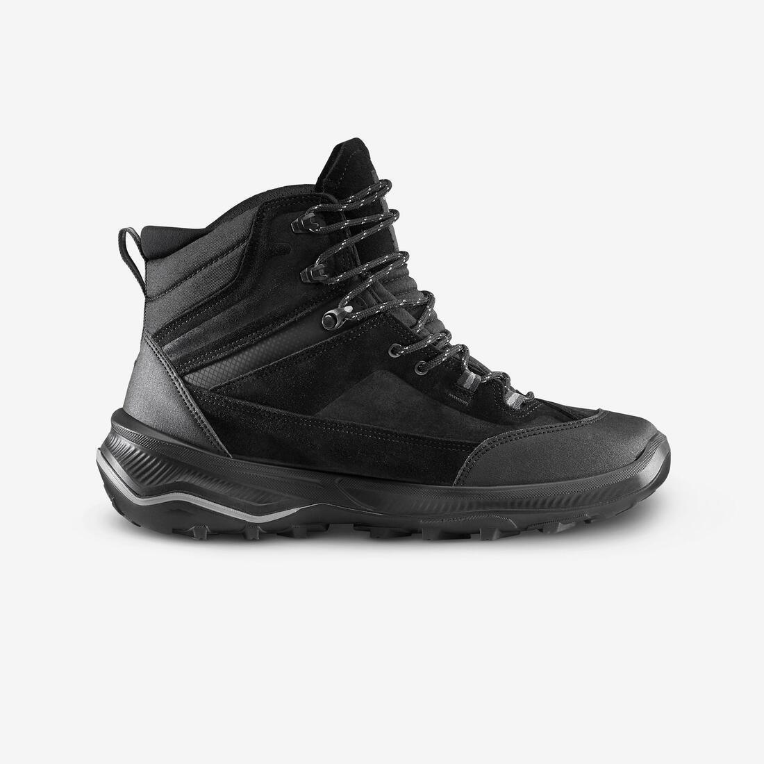 Men Leather High Trekking Shoes - MT100, Black, No Color, large image number 5