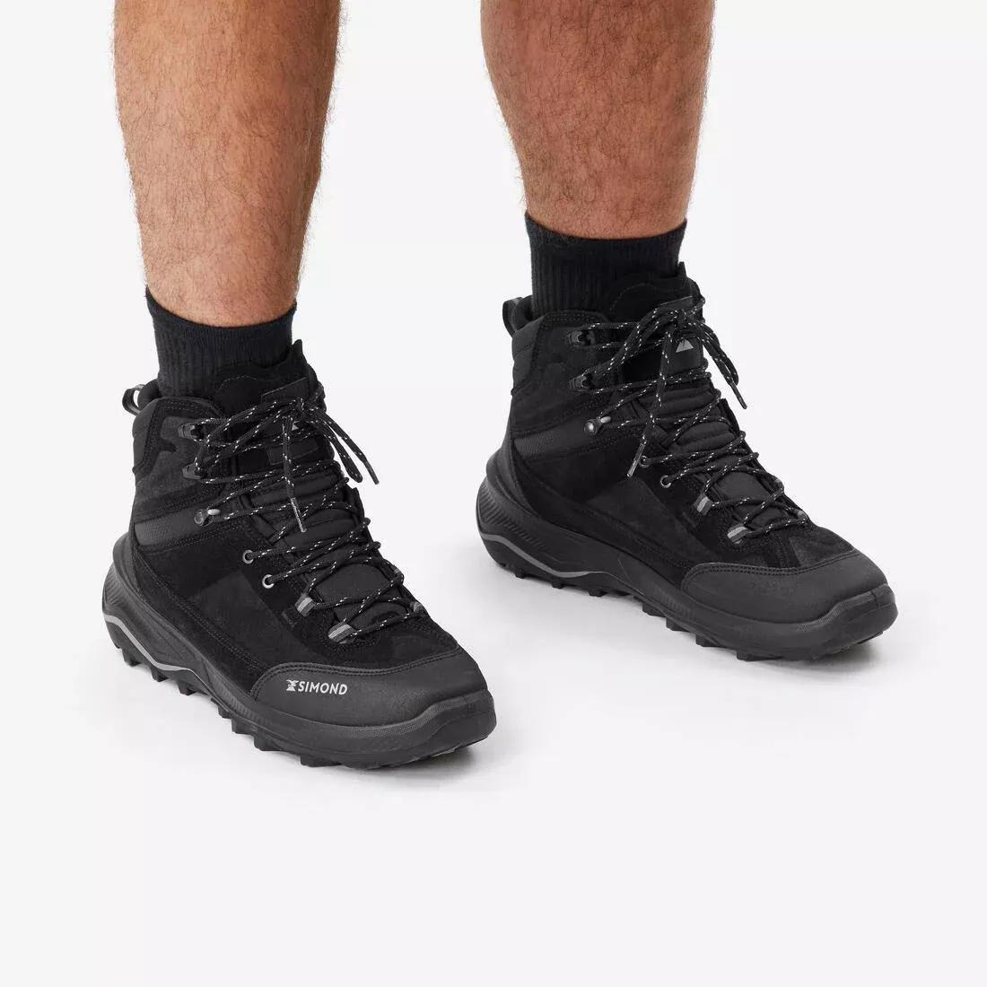 Men Leather High Trekking Shoes - MT100, Black, No Color, large image number 6