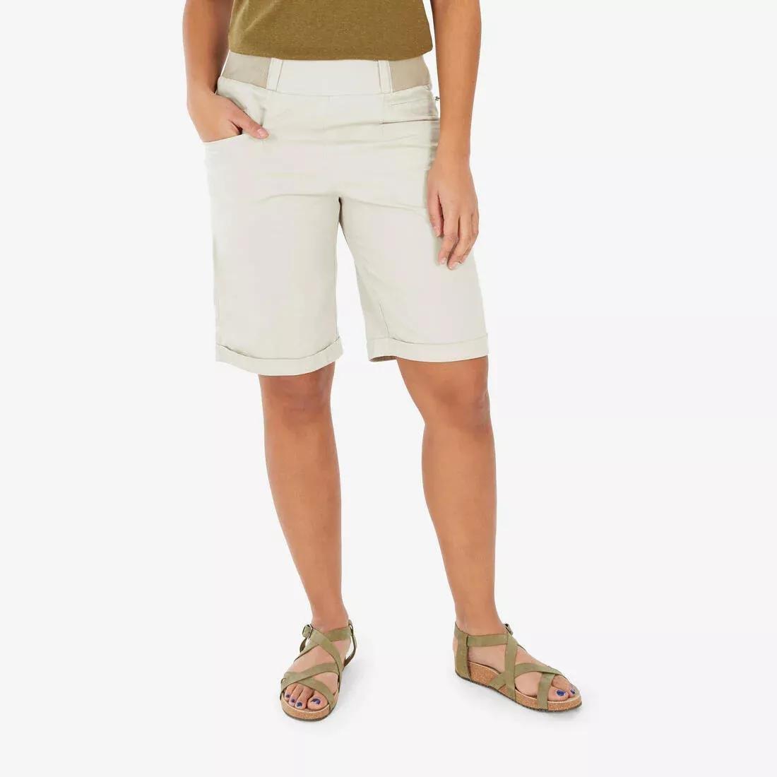 Women hiking bermuda shorts - NH500, Beige, No Color, medium