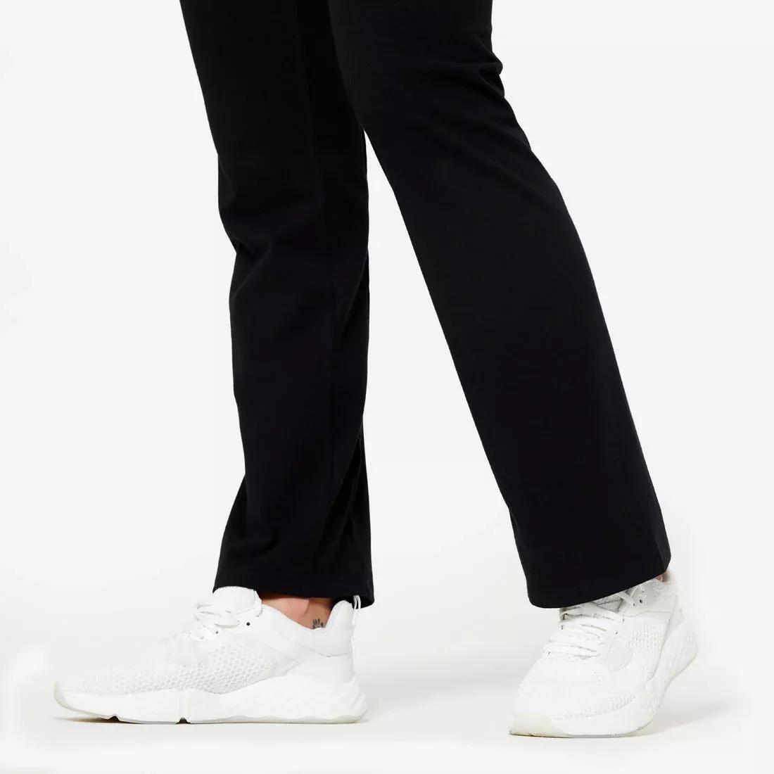 Women Flared Cotton Fitness Leggings, Black, No Color, large image number 6