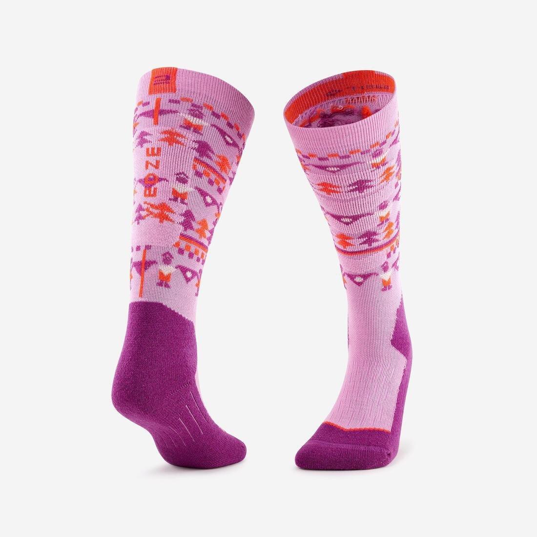 Kids Unisex Ski And Snowboard Socks - 500, Pink, 5401_000, large image number 11