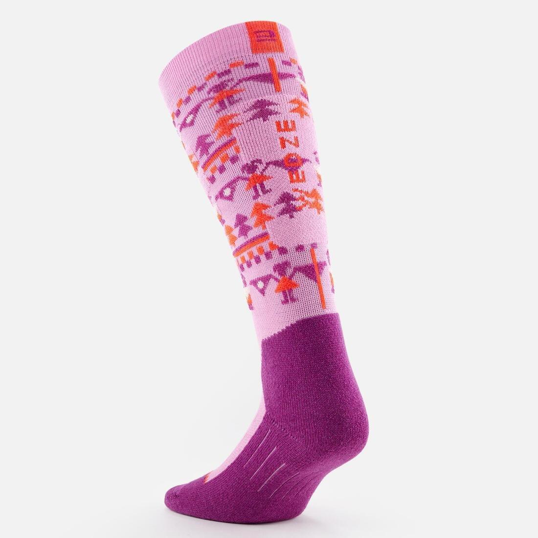 Kids Unisex Ski And Snowboard Socks - 500, Pink, 5401_000, large image number 13