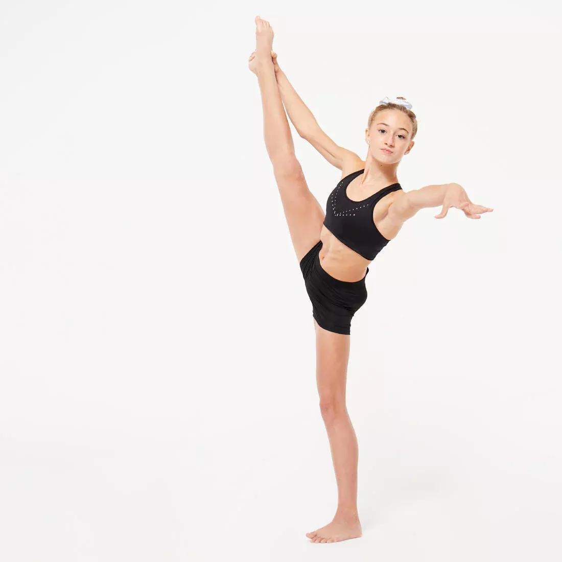 Kids Girls Basic Gym Shorts, Black, No Color, large image number 3