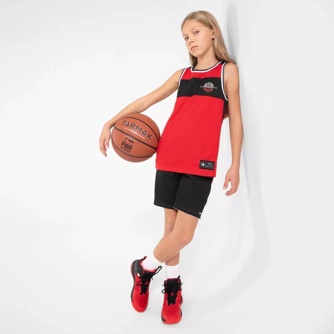 Kids Reversible Sleeveless Basketball T-Shirt, Black, No Color, large image number 2
