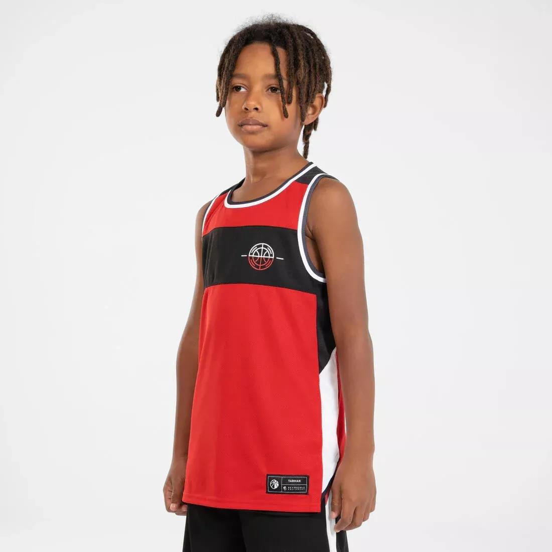 Kids Reversible Sleeveless Basketball T-Shirt, Black, , large image number 12
