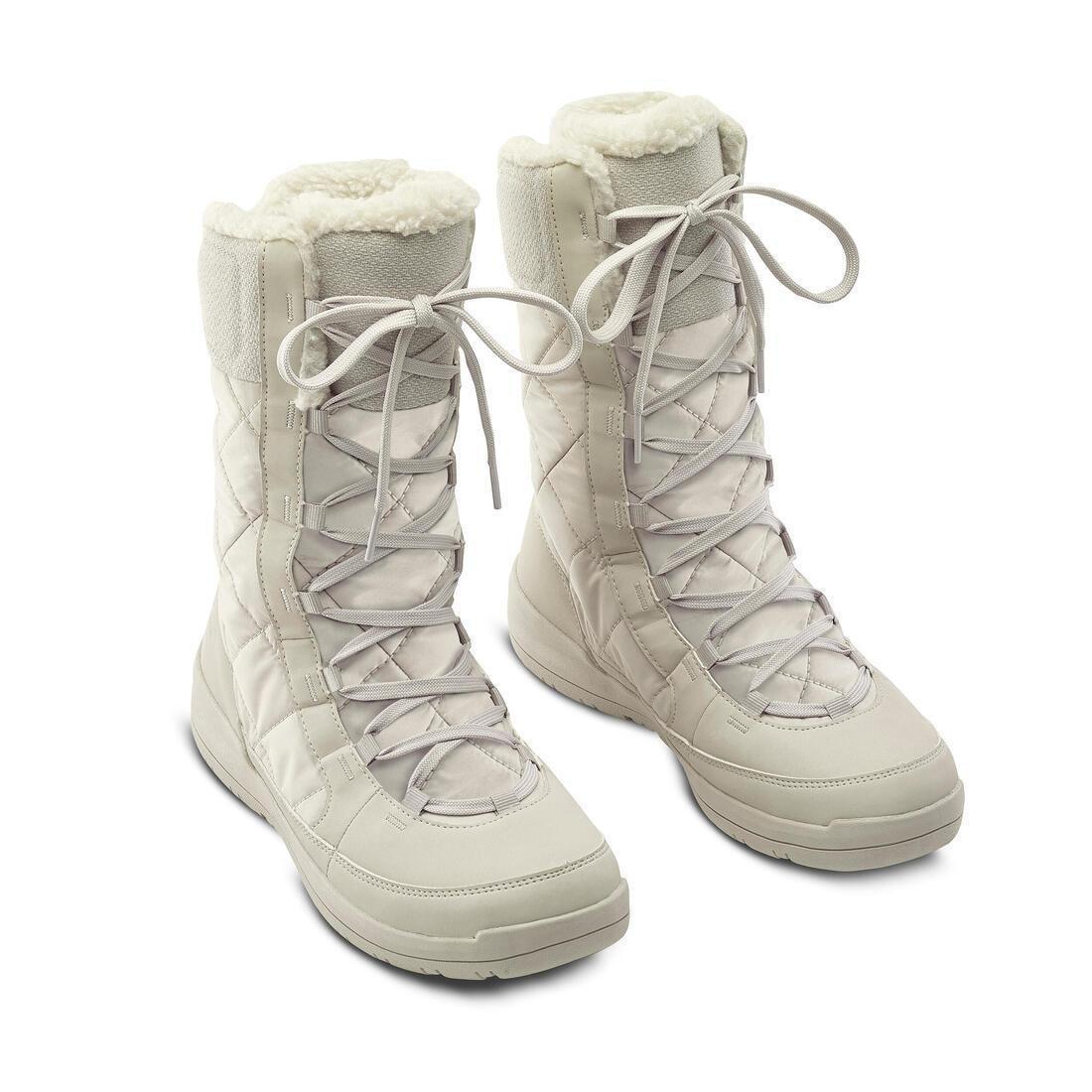 LINEN BEIGE Women's warm waterproof snow boots - SH500 high - lace-up, , large image number 4