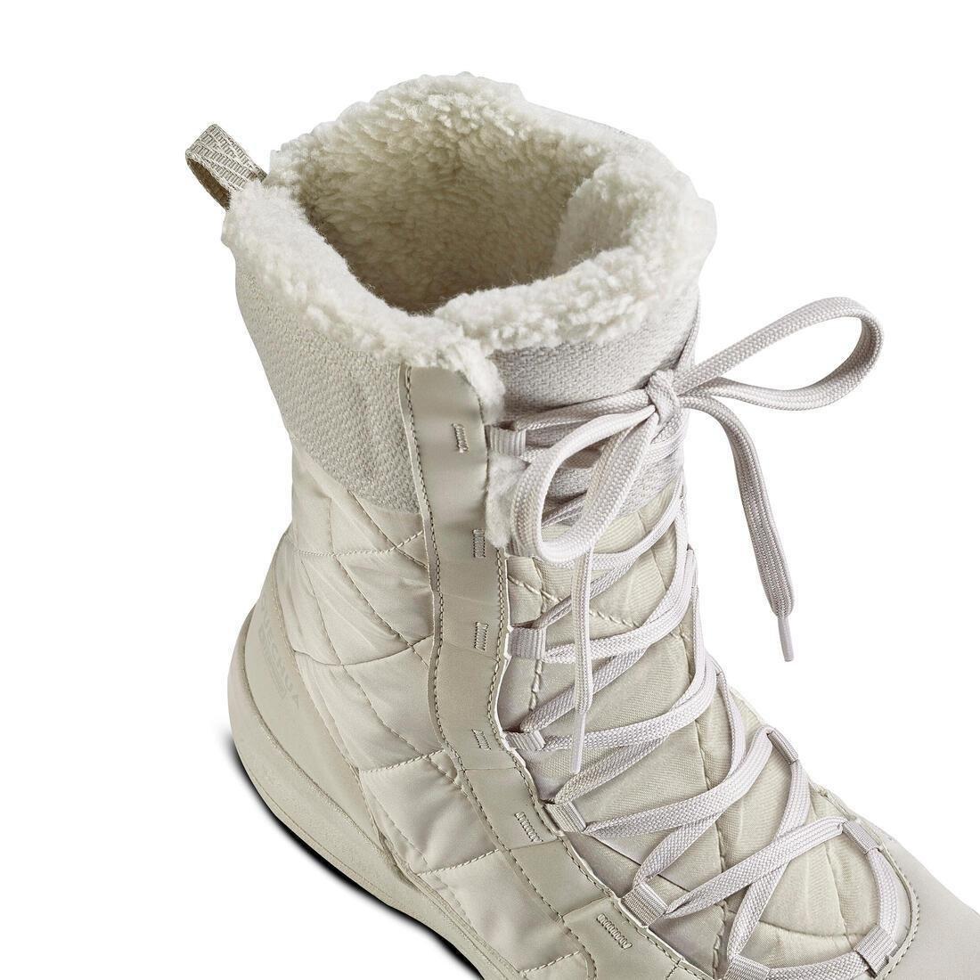 LINEN BEIGE Women's warm waterproof snow boots - SH500 high - lace-up, , large image number 5