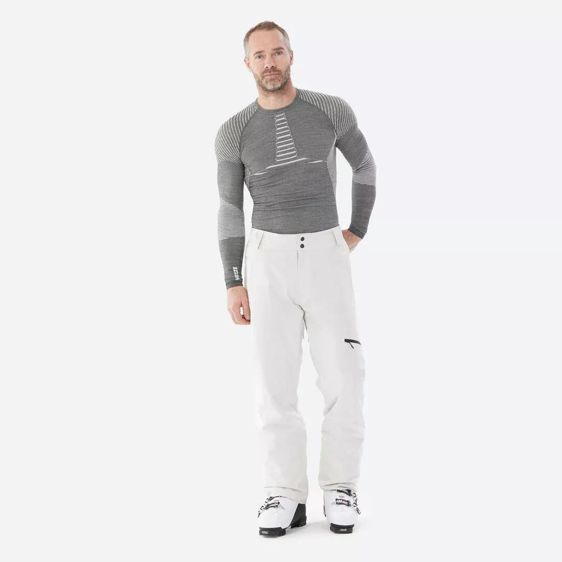 PEBBLE BEIGE Men's warm adjustable ski trousers 500, , large image number 9