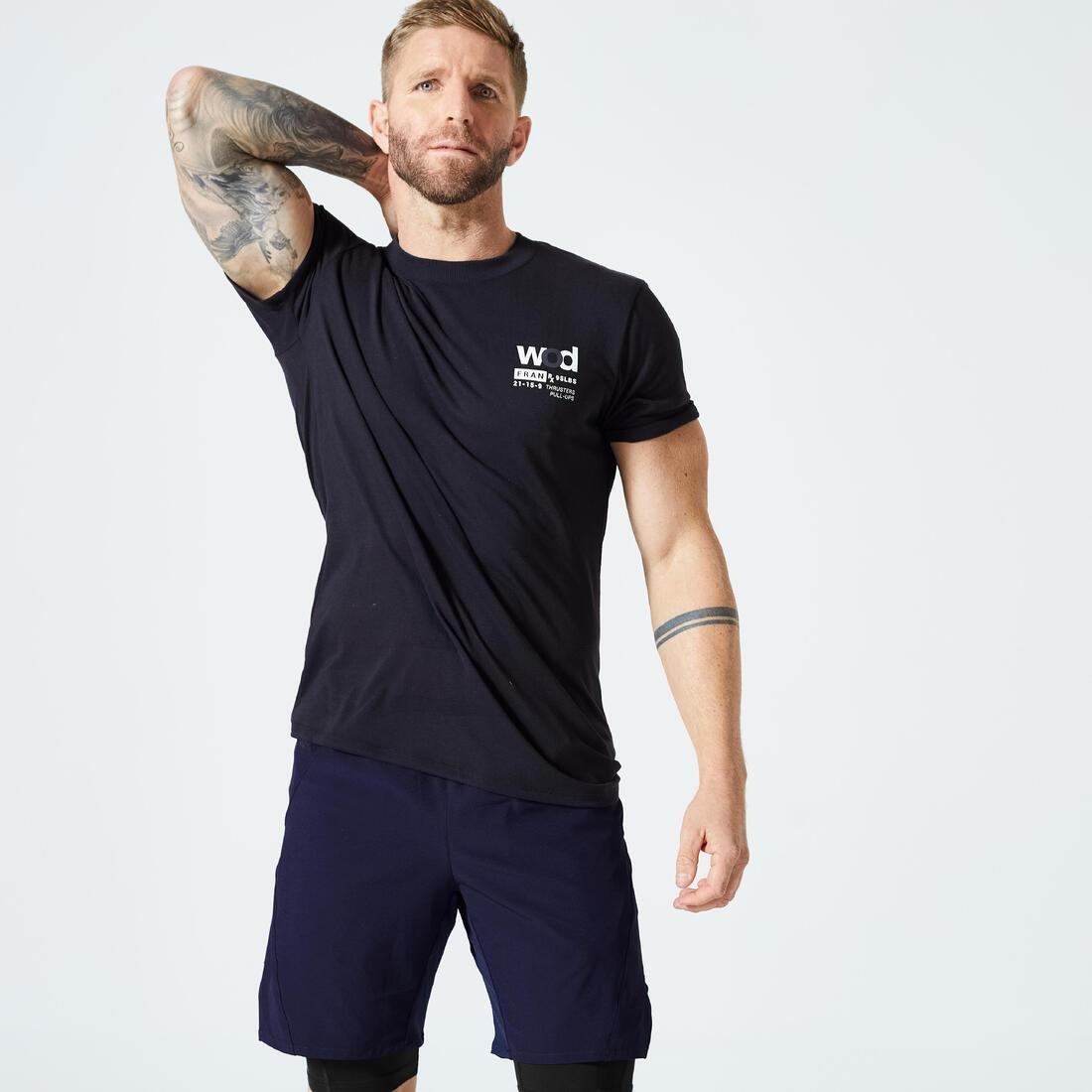 DOMYOS - Men Slim Breathable Cross Training T-Shirt, Khaki