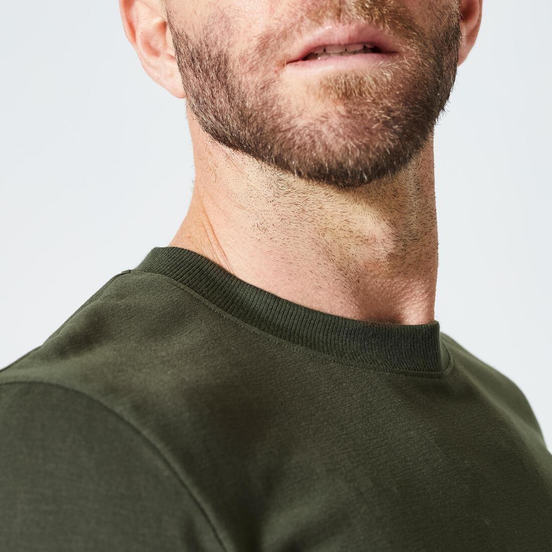 Men Crew Neck Slim-Fit Soft Breathable Cross Training T-Shirt, Khaki, No Color, large image number 7