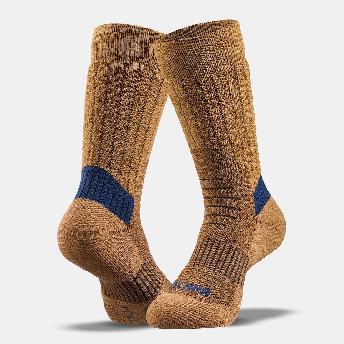 PETROL BLUE Children's warm hiking socks - SH100 WARM MID - x2 pairs, , large image number 1