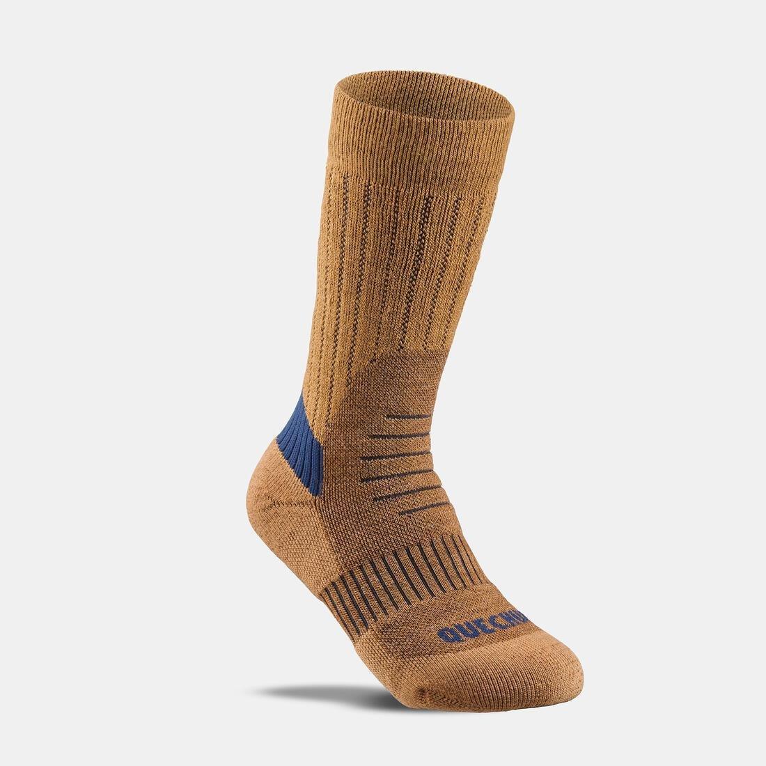 PETROL BLUE Children's warm hiking socks - SH100 WARM MID - x2 pairs, , large image number 2