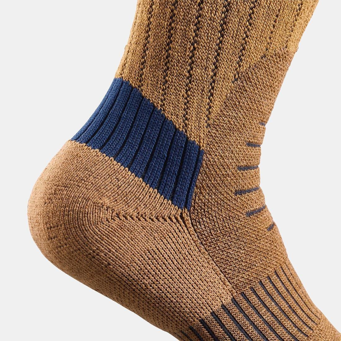 PETROL BLUE Children's warm hiking socks - SH100 WARM MID - x2 pairs, , large image number 4