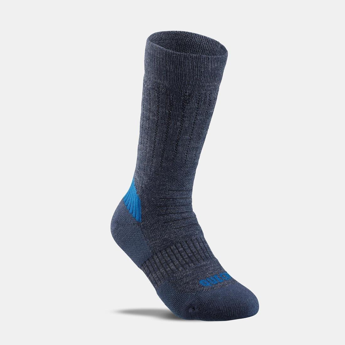 PETROL BLUE Children's warm hiking socks - SH100 WARM MID - x2 pairs, , large image number 6