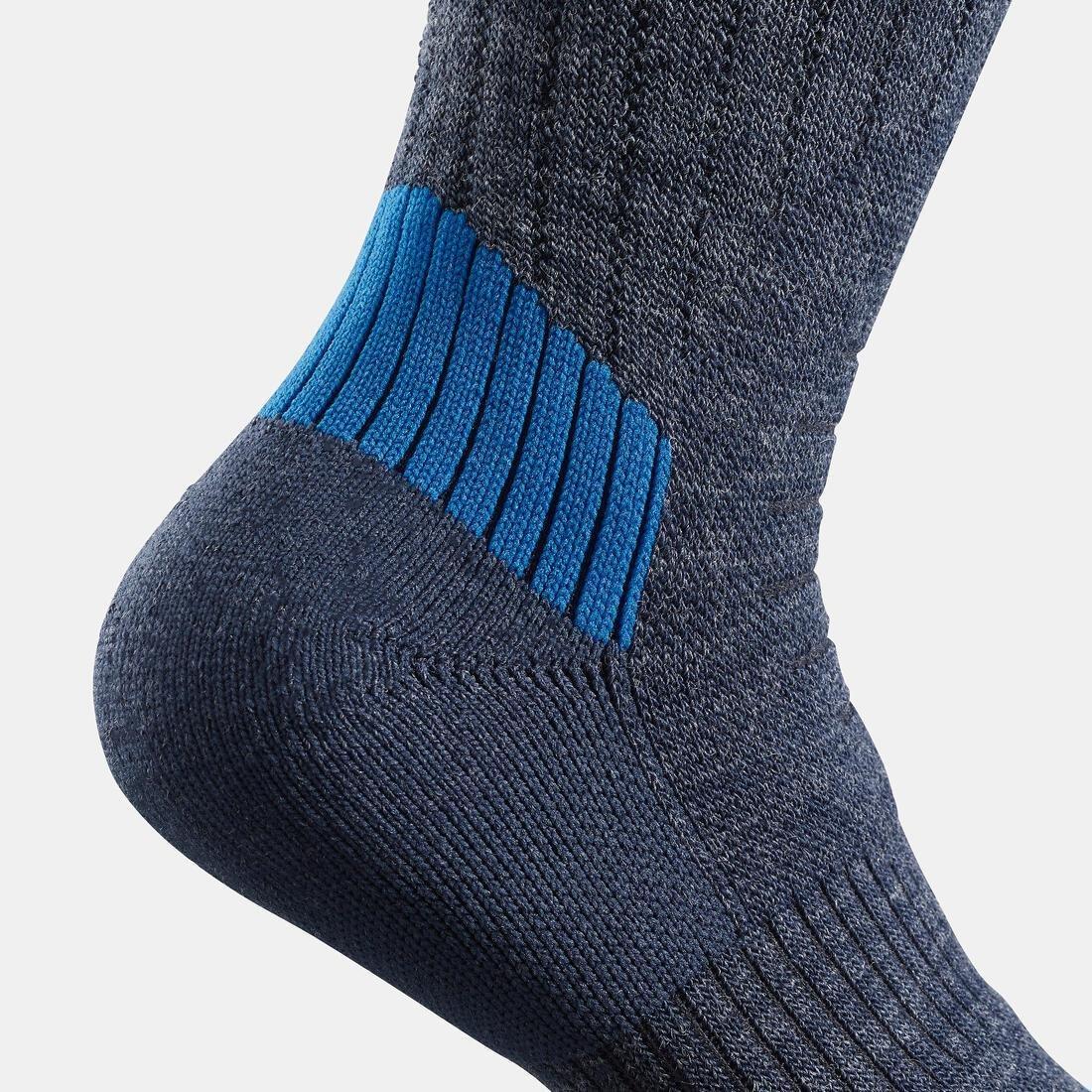 PETROL BLUE Children's warm hiking socks - SH100 WARM MID - x2 pairs, , large image number 8