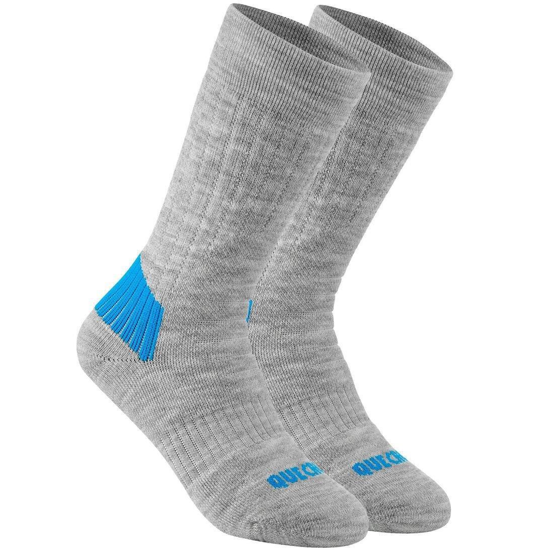 PETROL BLUE Children's warm hiking socks - SH100 WARM MID - x2 pairs, , large image number 12