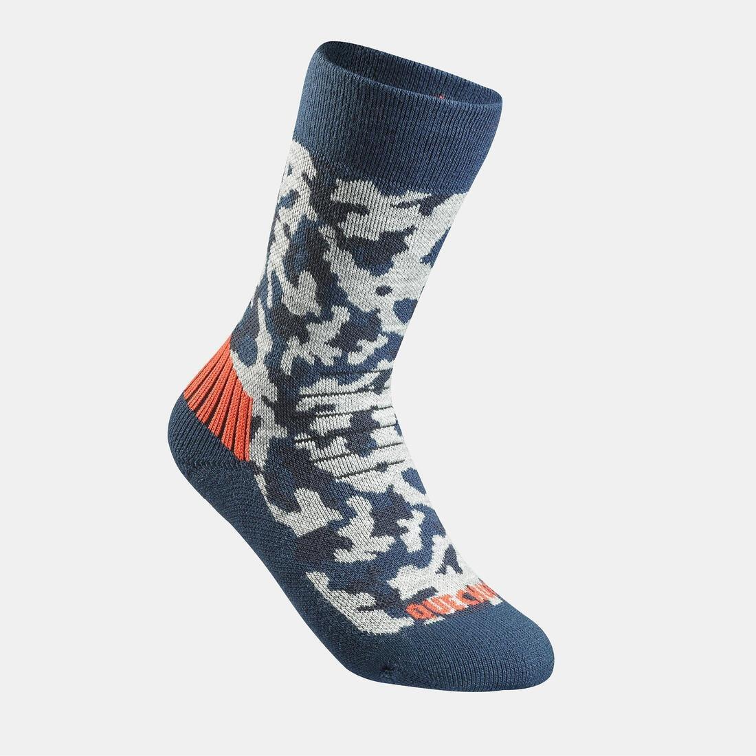 PETROL BLUE Children's warm hiking socks - SH100 WARM MID - x2 pairs, , large image number 13