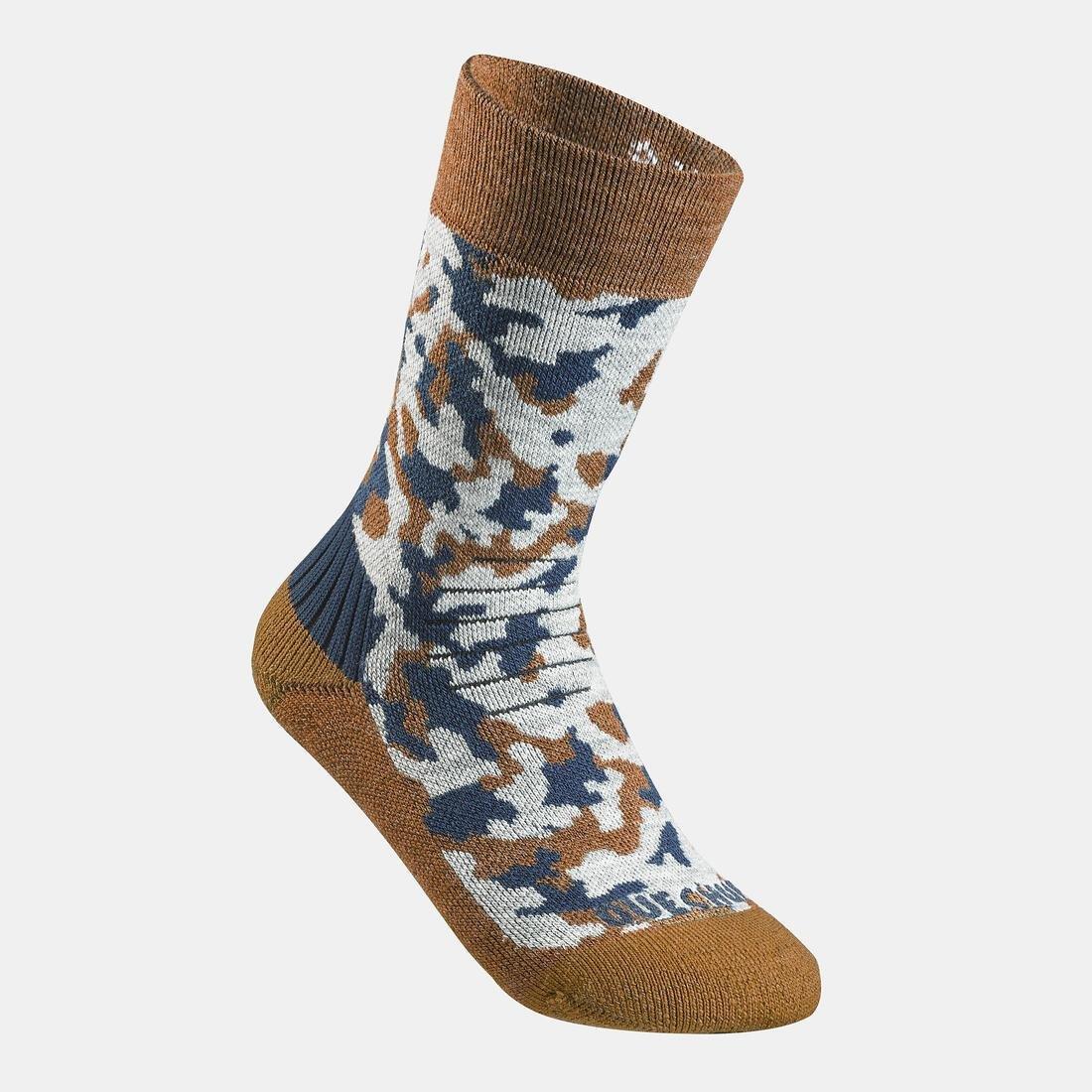 PETROL BLUE Children's warm hiking socks - SH100 WARM MID - x2 pairs, , large image number 14