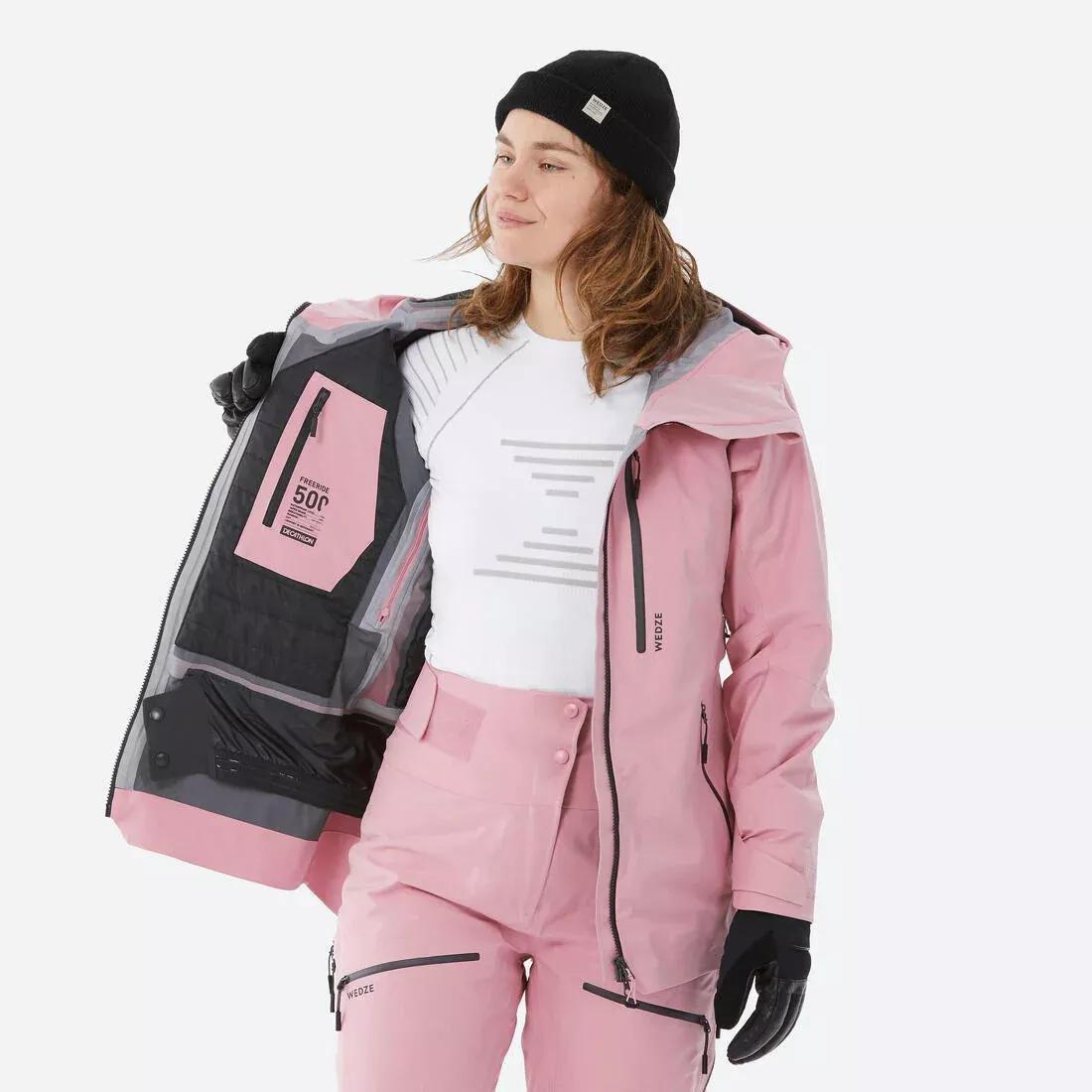 Women Warm And Breathable Ski And Snowboard Jacket - FR500, Pink, No Color, large image number 6