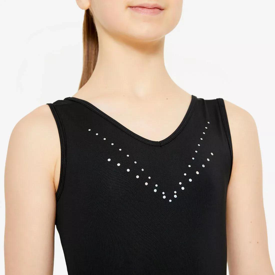 Girls' Basic Gym Leotard, Black, No Color, medium