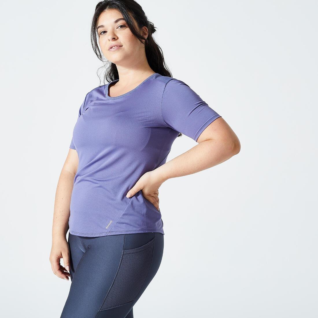 Women Close-Fitting Fitness T-Shirt, Purple, , medium