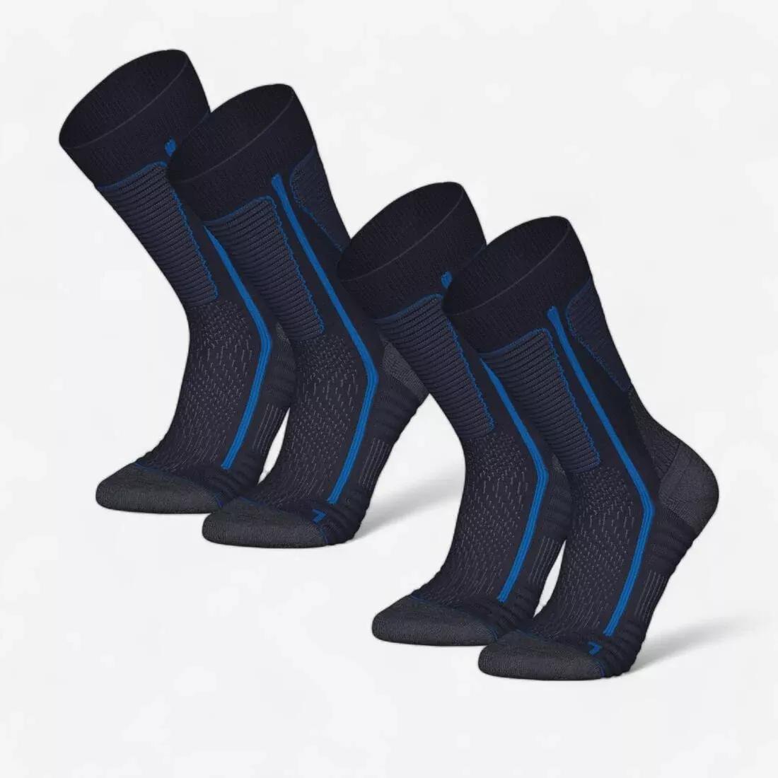 ASPHALT BLUE Warm hiking socks, SH500 Mountain Mid, No Color, large image number 1