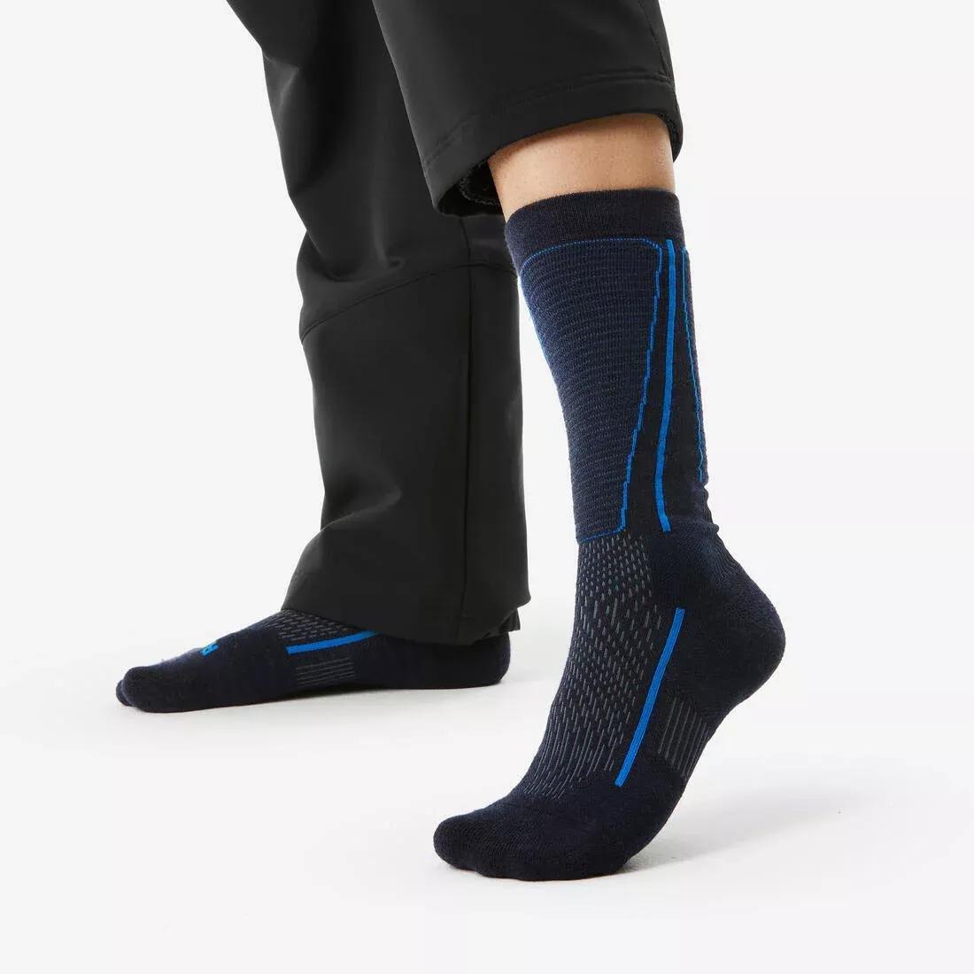 ASPHALT BLUE Warm hiking socks, SH500 Mountain Mid, No Color, large image number 5