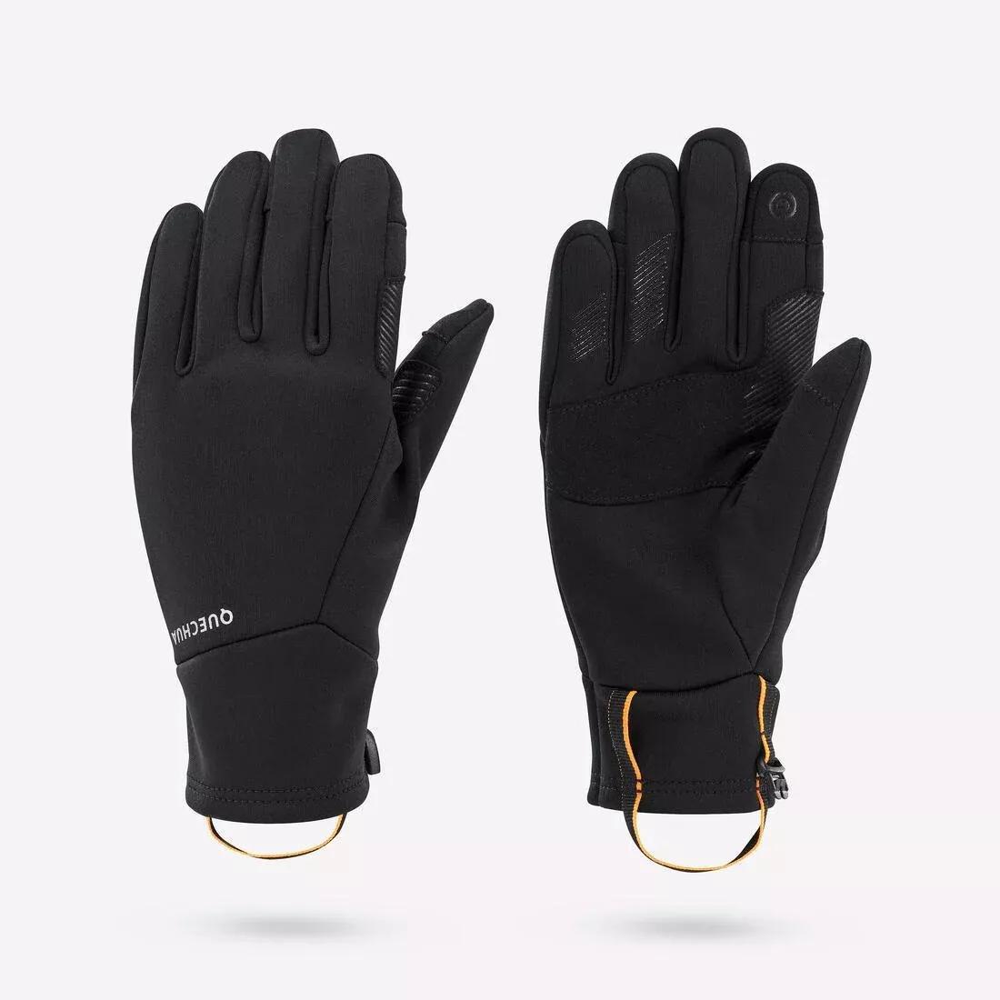 Kids Unisex Tactile And Stretch Gloves - 6-14 Years Hike500, Black, No Color, medium
