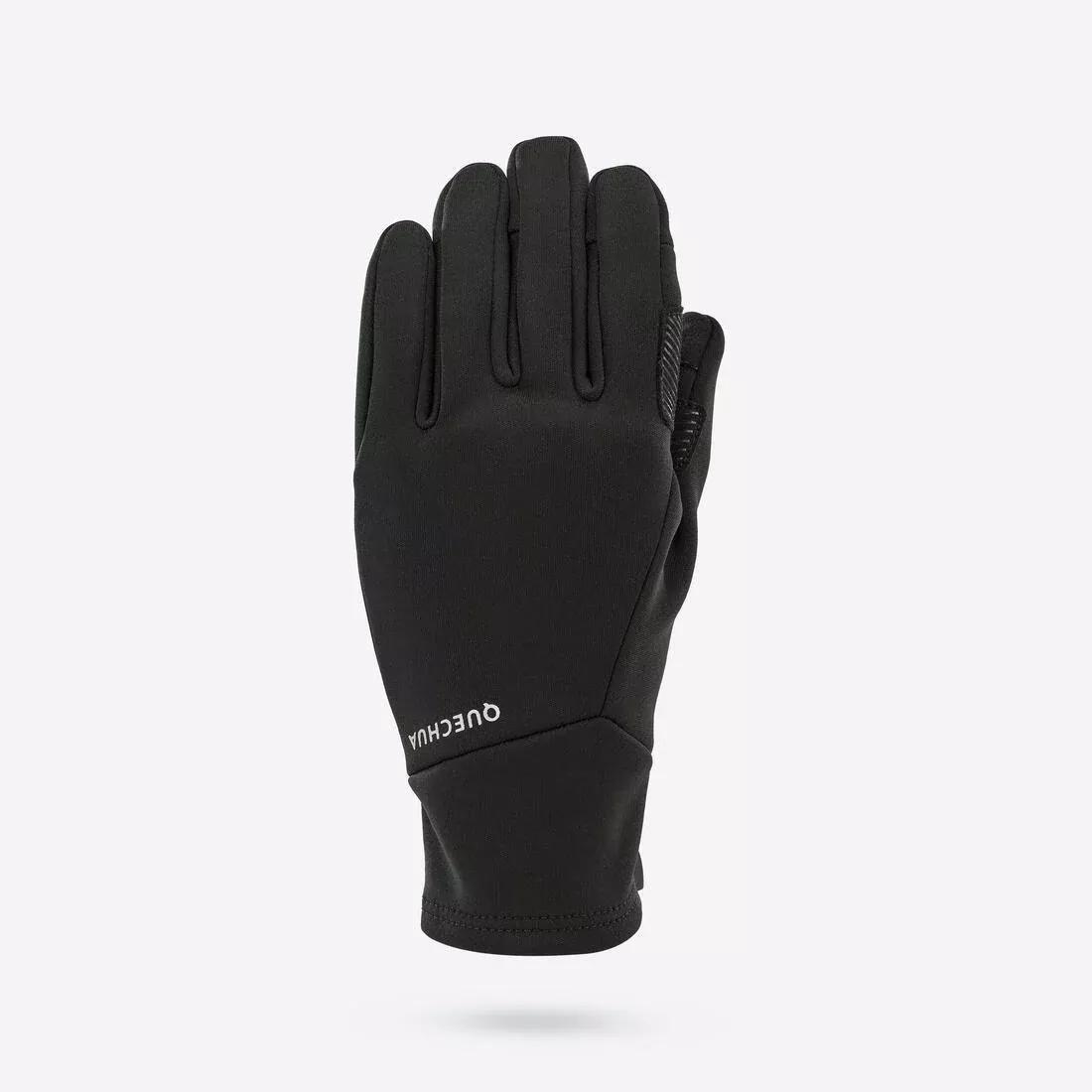 Kids Unisex Tactile And Stretch Gloves - 6-14 Years Hike500, Black, No Color, medium