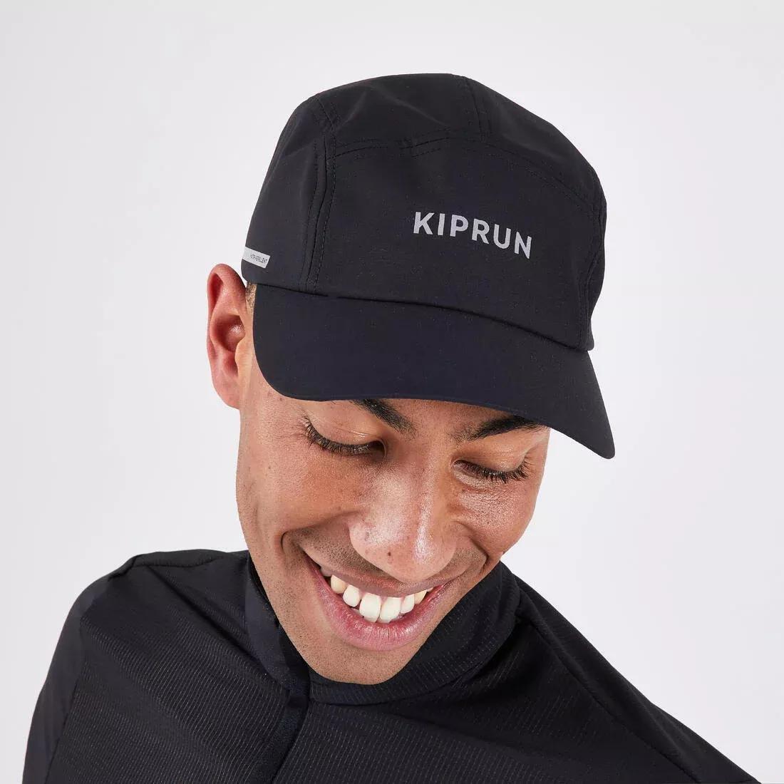 Adults Running Cap - Kiprun Water Repellent 5 Panels, Black, No Color, large image number 2
