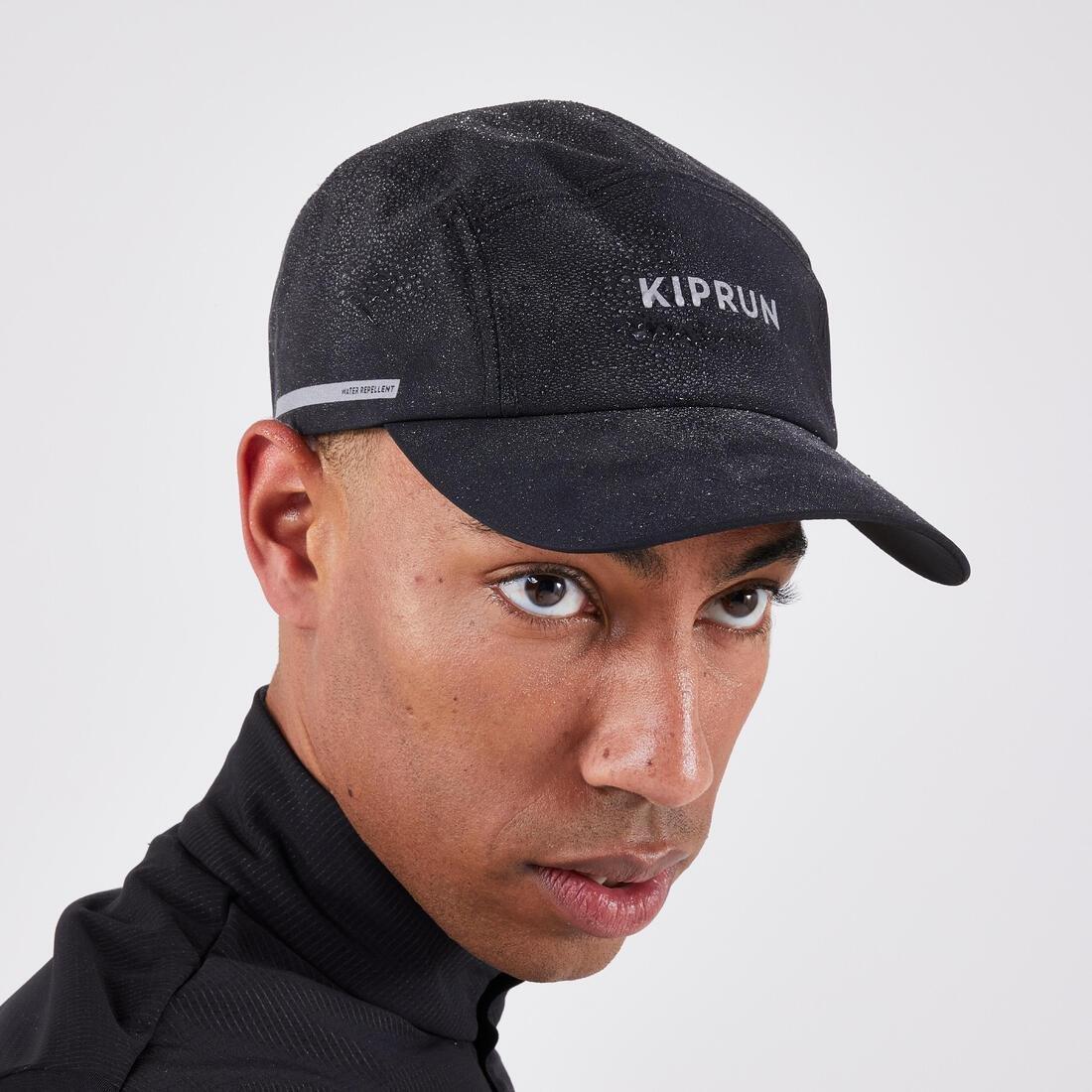 Adults Running Cap - Kiprun Water Repellent 5 Panels, Black, No Color, large image number 5