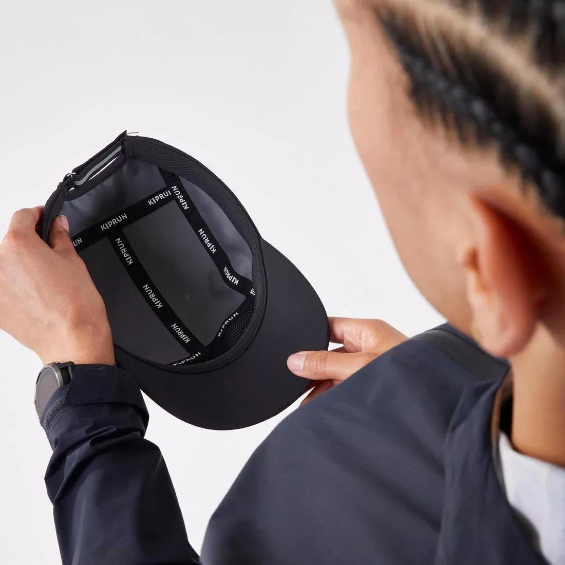 Adults Running Cap - Kiprun Water Repellent 5 Panels, Black, No Color, large image number 8