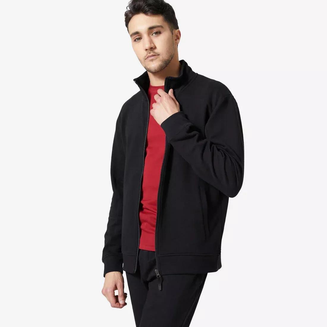 Men's Zip-Up Crew Cut Sweatshirt, Black, , medium