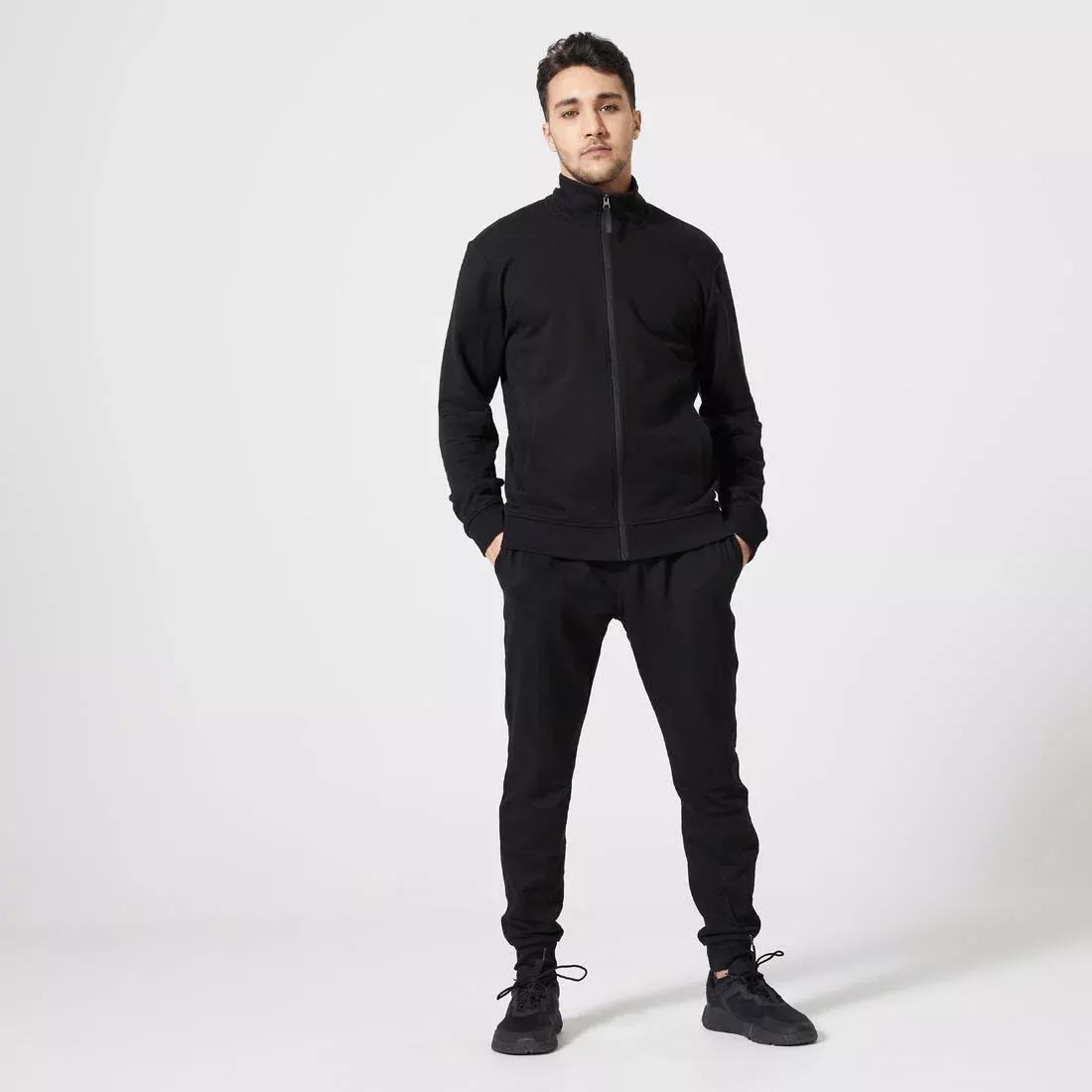 Men's Zip-Up Crew Cut Sweatshirt, Black, , large image number 1