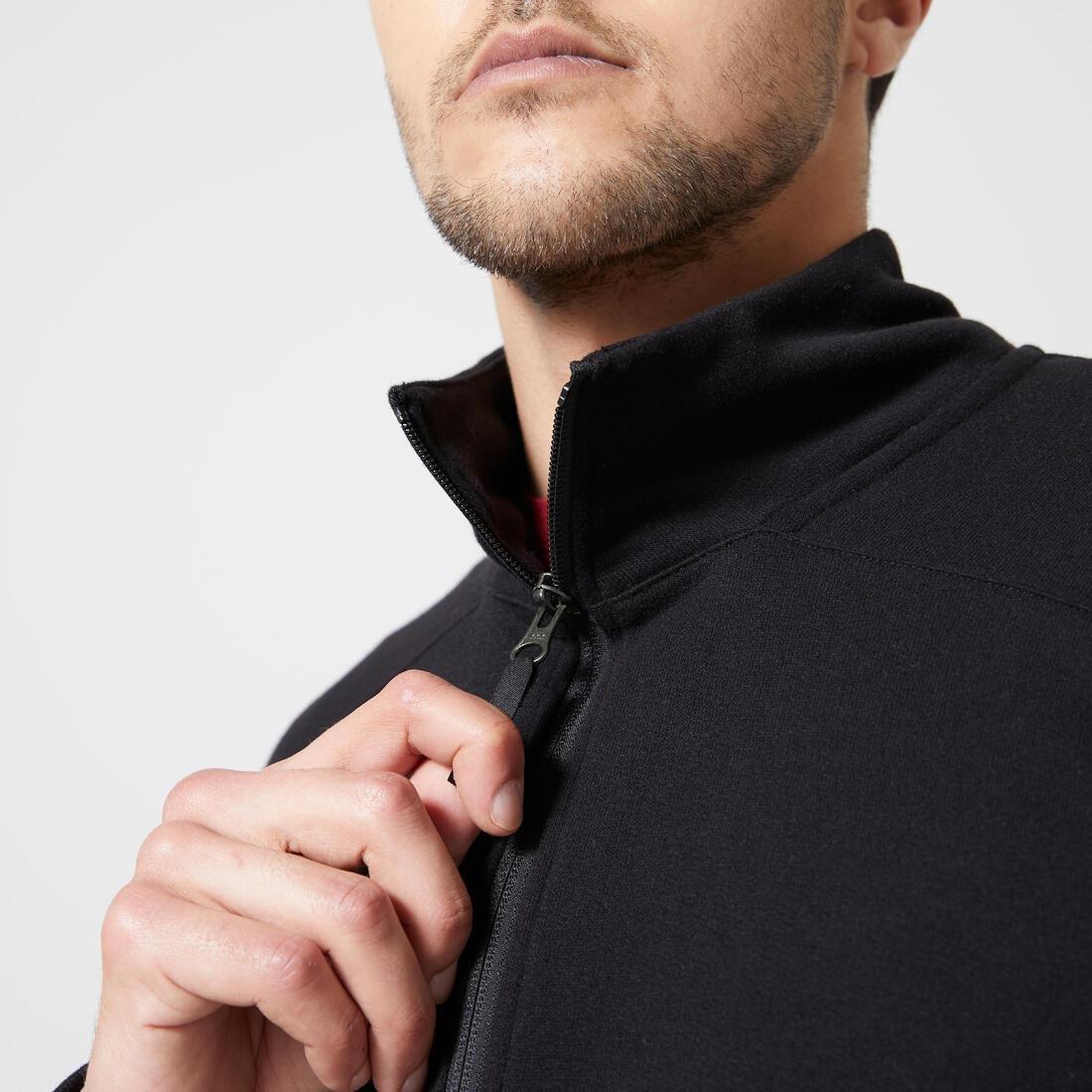 Men's Zip-Up Crew Cut Sweatshirt, Black, , large image number 2