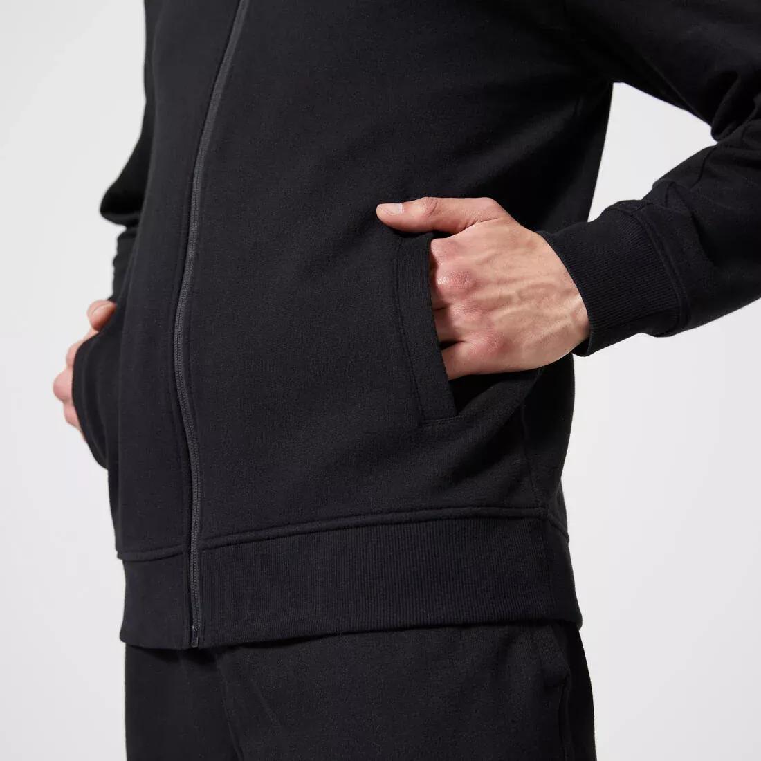 Men's Zip-Up Crew Cut Sweatshirt, Black, , large image number 4