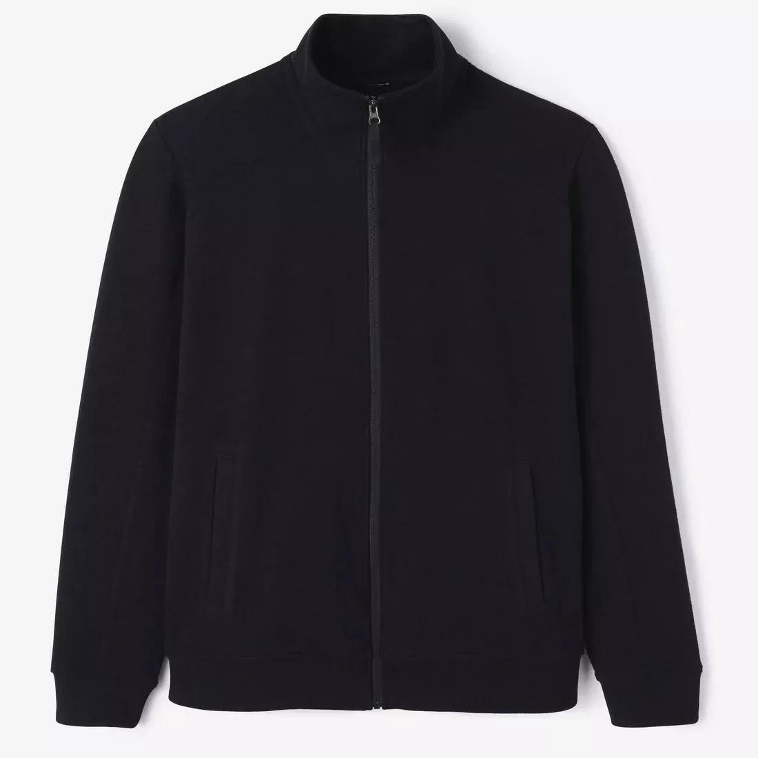 Men's Zip-Up Crew Cut Sweatshirt, Black, , large image number 5