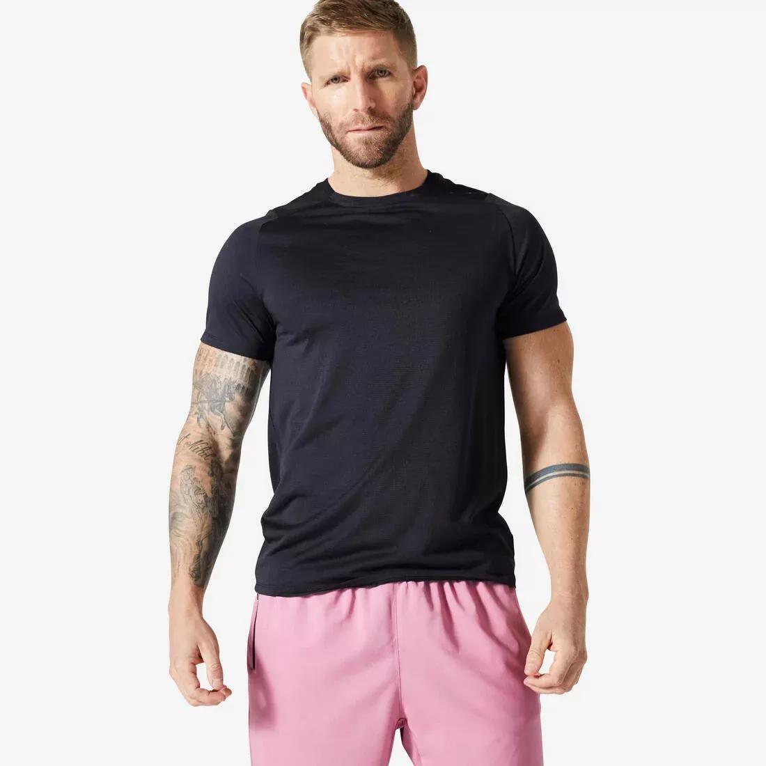 Men Regular Crew Neck Breathable Fitness T-Shirt, Black, , large image number 5