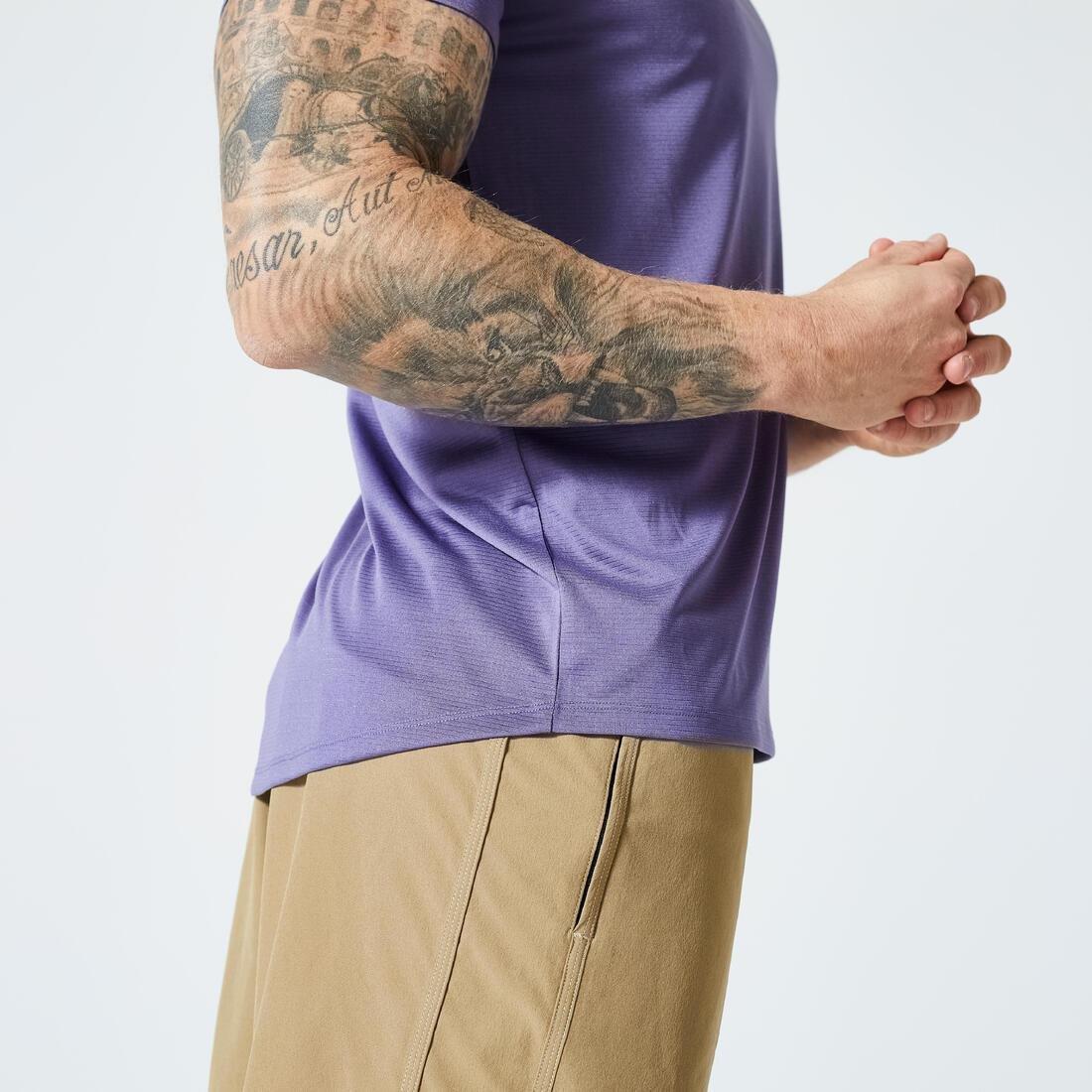 DOMYOS - Men Regular Crew Neck Breathable Fitness T-Shirt, Brown