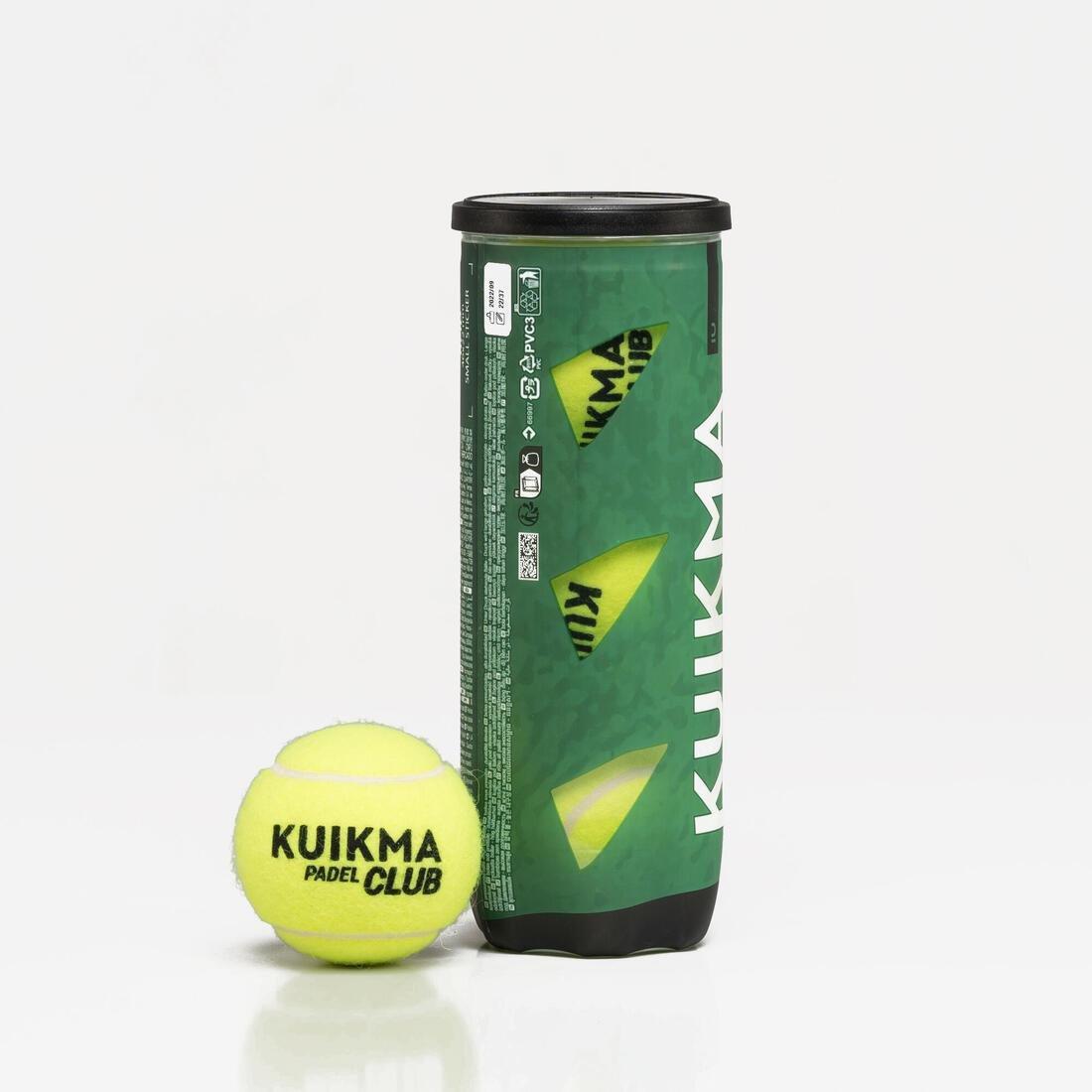 Set of 3 Padel Balls, Yellow, No Color, medium