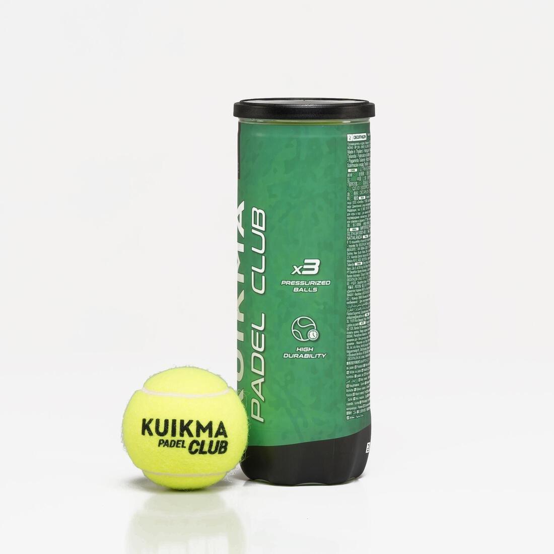 Set of 3 Padel Balls, Yellow, No Color, large image number 3
