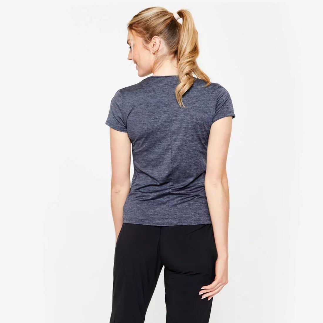 Women Short-Sleeved Cardio Fitness T-Shirt, Black, , large image number 2