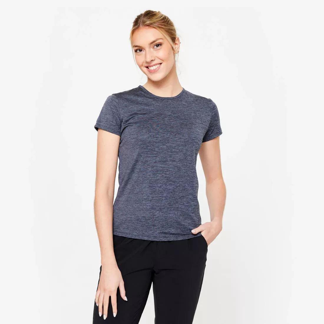 Women Short-Sleeved Cardio Fitness T-Shirt, Black, , large image number 10