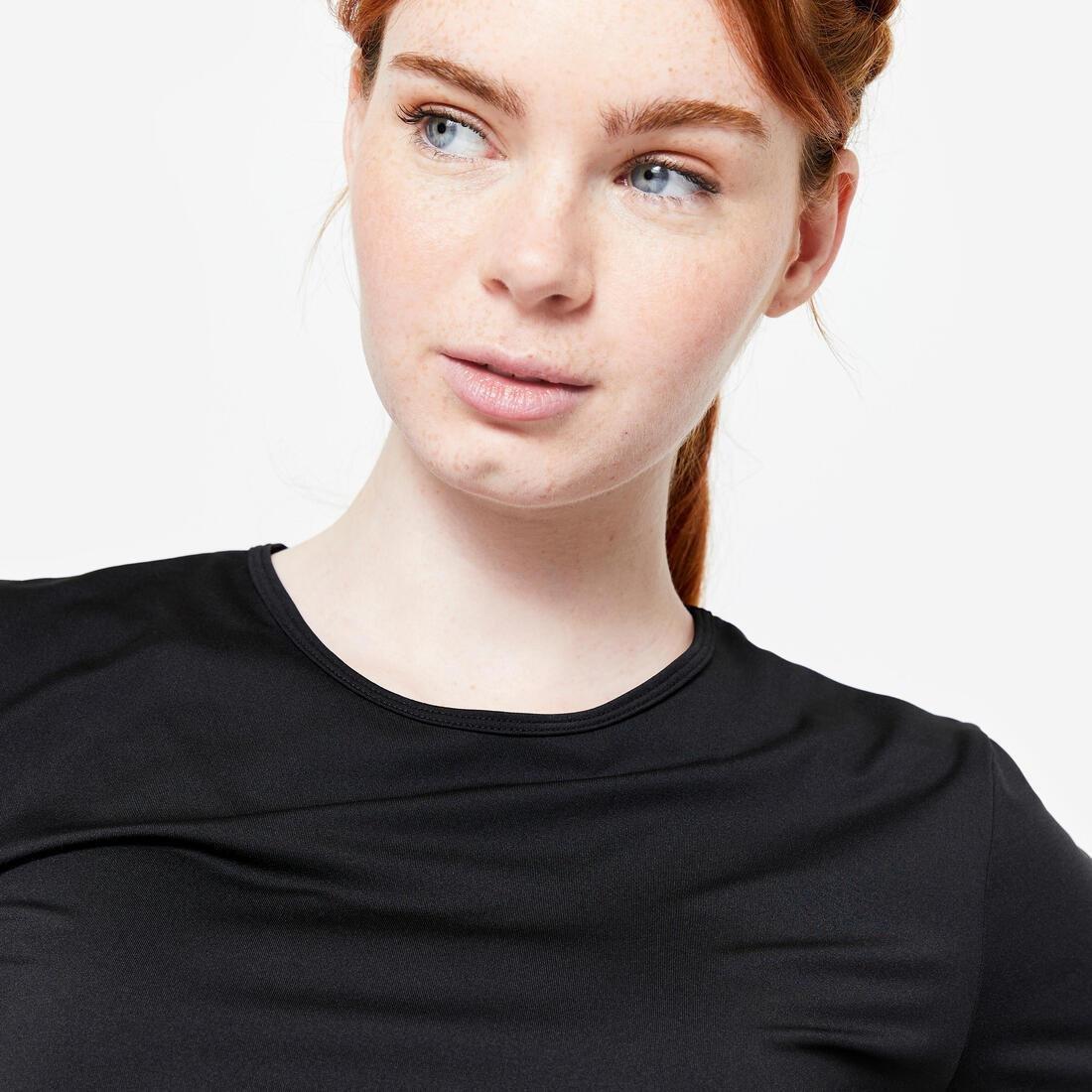 Women Short-Sleeved Cardio Fitness T-Shirt, Grey, No Color, large image number 12