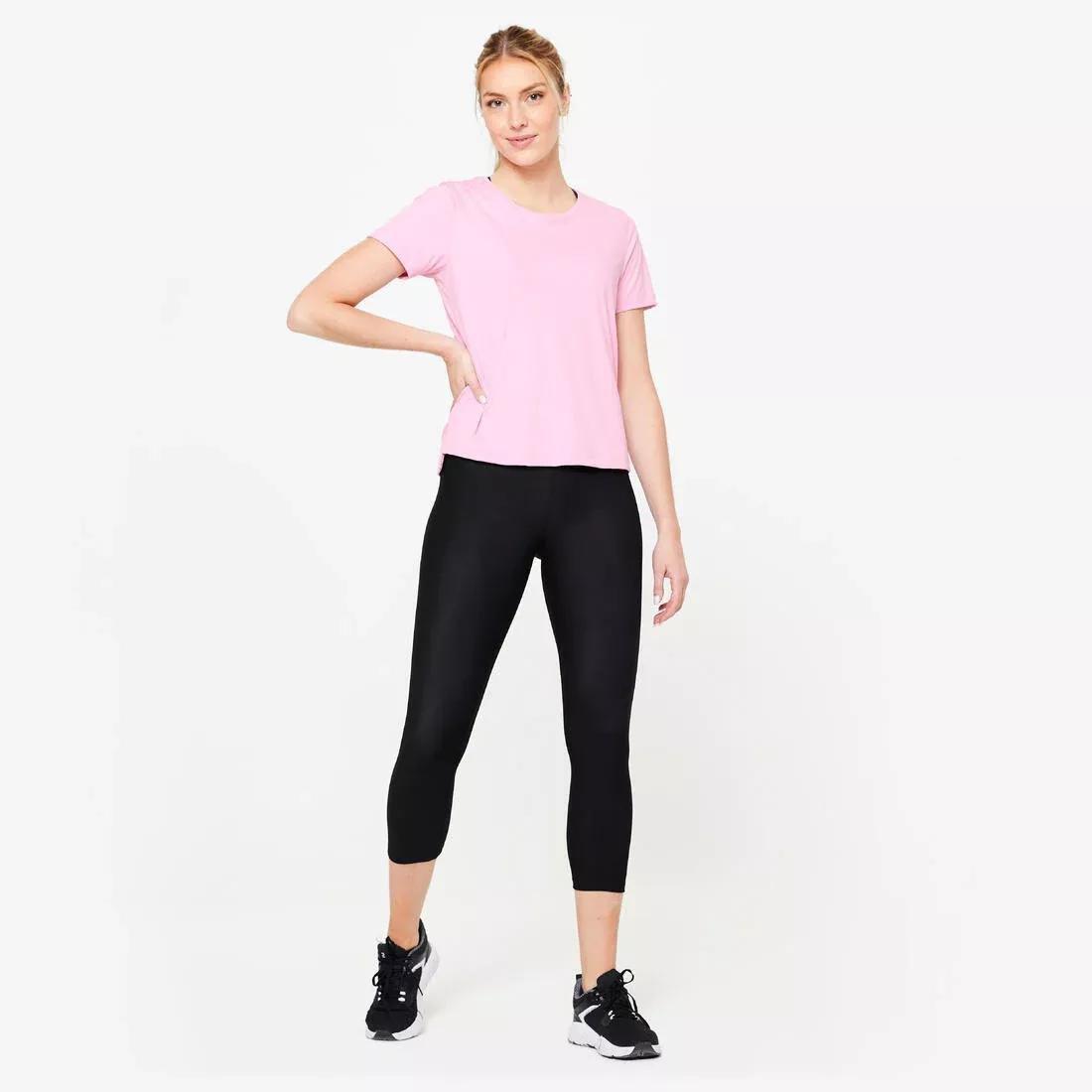 Women Short-Sleeved Cardio Fitness T-Shirt, Pink, No Color, large image number 4