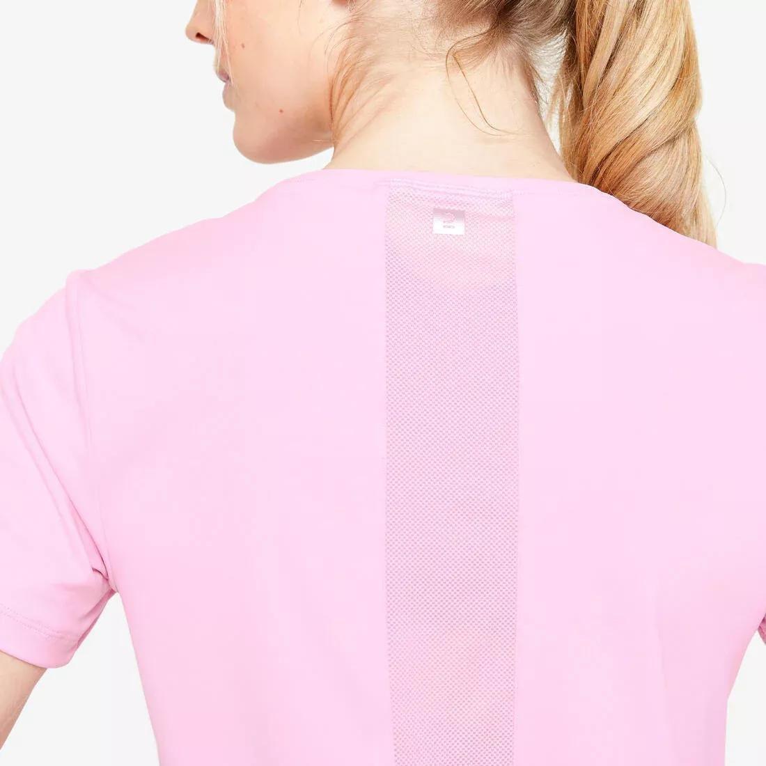 Women Short-Sleeved Cardio Fitness T-Shirt, Pink, No Color, large image number 7