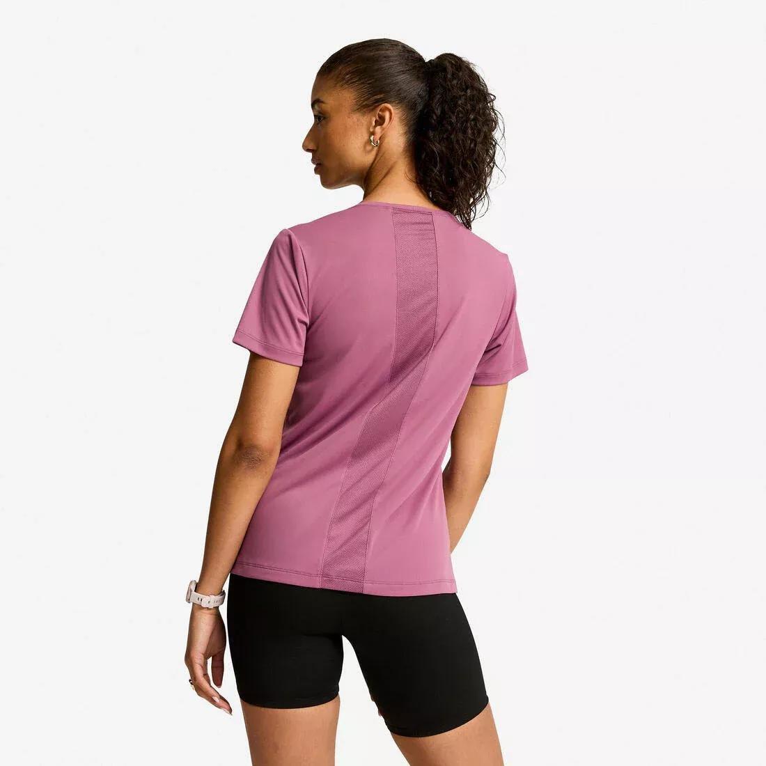 Women Short-Sleeved Cardio Fitness T-Shirt, Pink, No Color, large image number 8