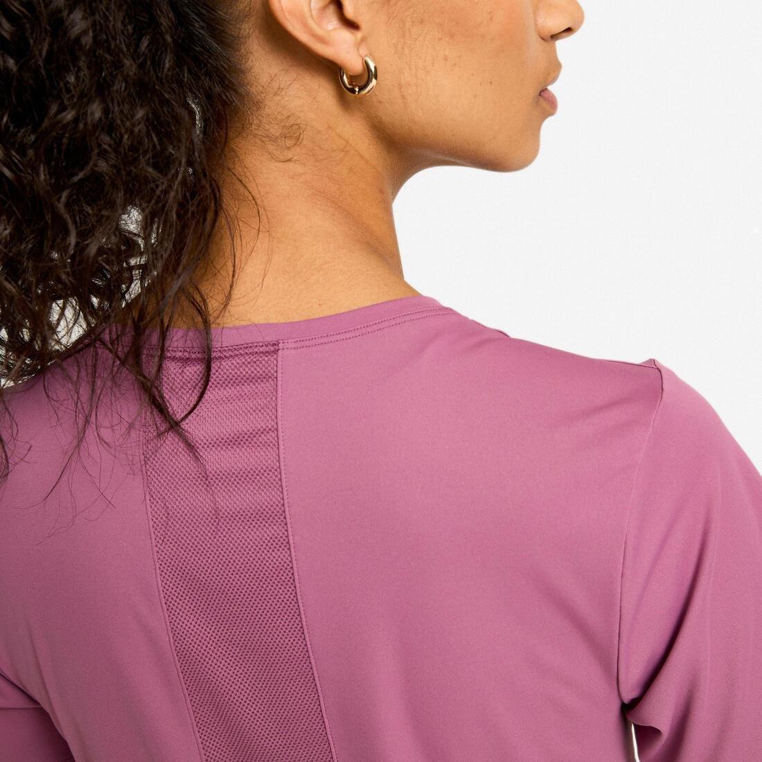 Women Short-Sleeved Cardio Fitness T-Shirt, Pink, No Color, large image number 9