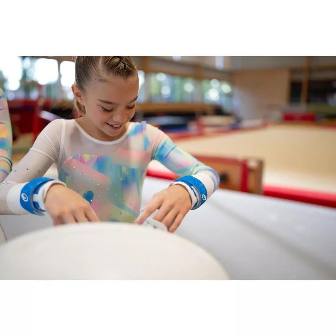Kids Girls Long-Sleeved Gym Leotard With Rhinestones, Blue, No Color, large image number 6