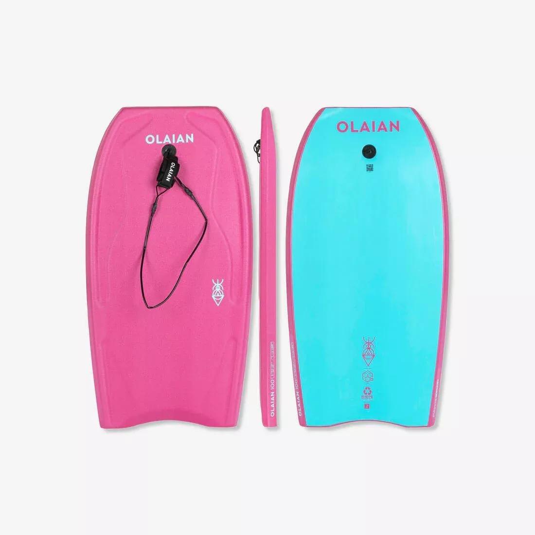 Bodyboard 100 With Wrist Leash, Pink, No Color, medium